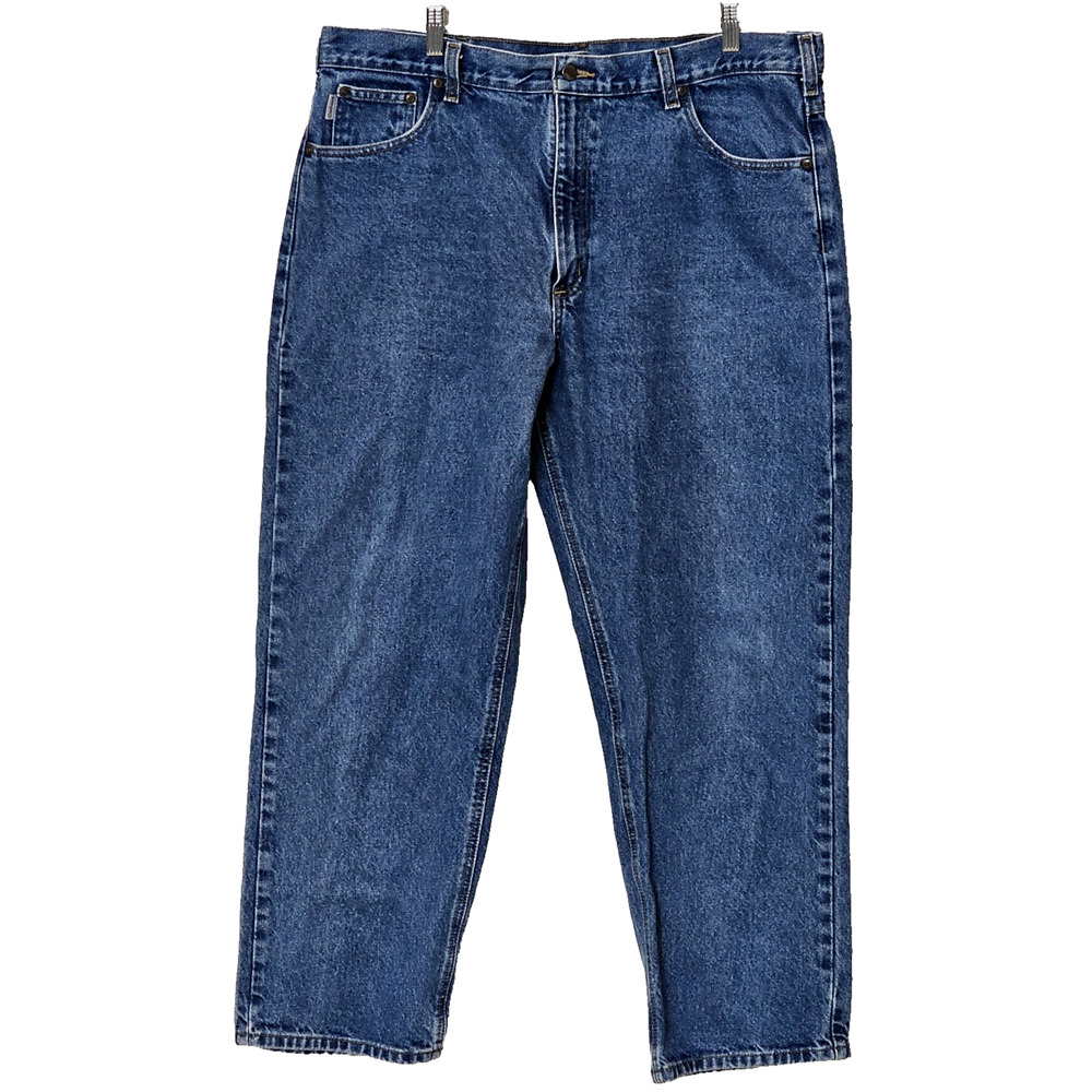 Carhartt Jeans Men's 40x30 Blue Denim Relaxed Fit 100% Cotton Work Pants B160DST